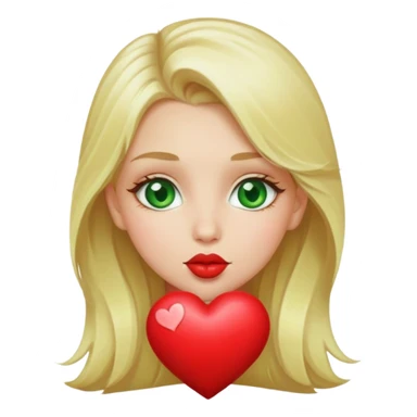blonde girl taking kiss with the heart , And has green eyes sticker