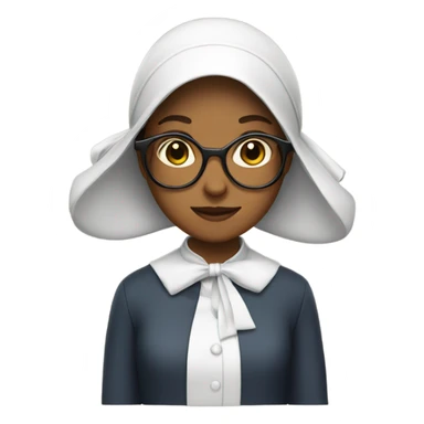 A girl with a bonnet and glasses sticker