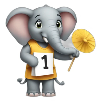 elephant holding a sign with "1 Fan" on it sticker