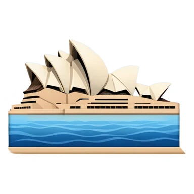 Cinematic Realistic Sydney Opera House Landmark Emoji, depicted with its iconic sail‚Äêlike design set against a clear blue sky, rendered with crisp architectural detail and dynamic lighting. sticker