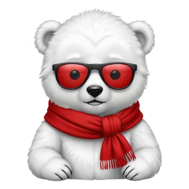 baby polar bear wear black sunglasses, red scraft sticker