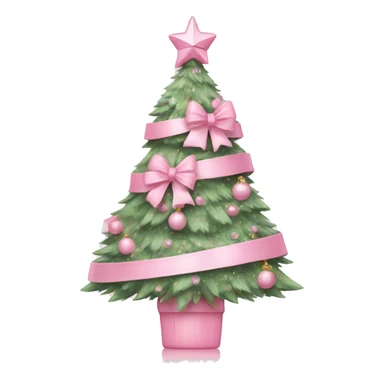 pastel pink decorated christmas tree with a pink bow and ribbons  sticker