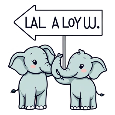 Elephants with a Sign that says LALA LOVES YOU! sticker