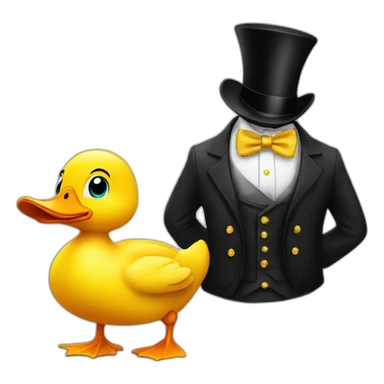 surprised yellow duck with a black millionaire suit and top-hat sticker