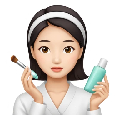 Asian women doing facial beauty sticker