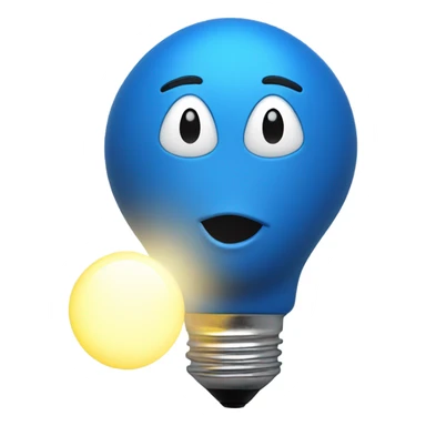 blue face with little body holding a led light bulb sticker
