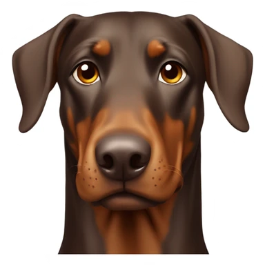 Brown Doberman without cropped ears looking forward and happy  sticker