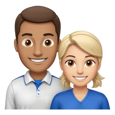 A male sports teacher and a female sports teacher greet you as if to say welcome and invite you in. sticker