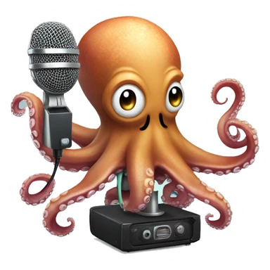 Octopus holding a microphone in each tentacle singing sticker
