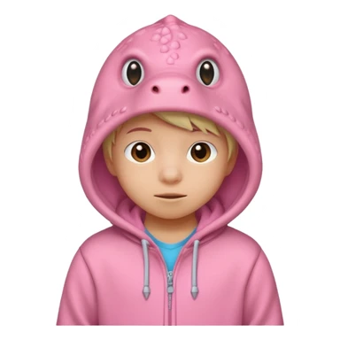 kid in pink dinosaur hoodie sticker