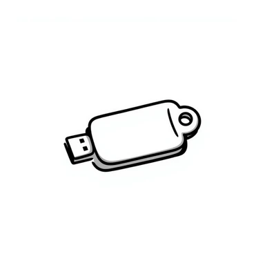 Hand drawn USB flash drive storage device with connector sticker