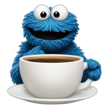 Cookie Monster cup of coffee sticker