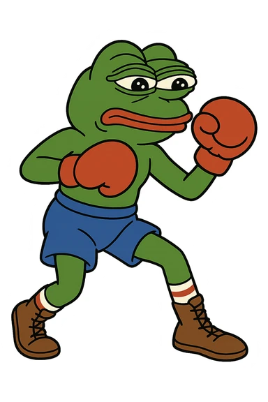 create a pepe boxing, white background sticker