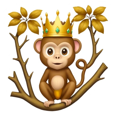 Kral taçlı ağaca çıkmış maymun sticker