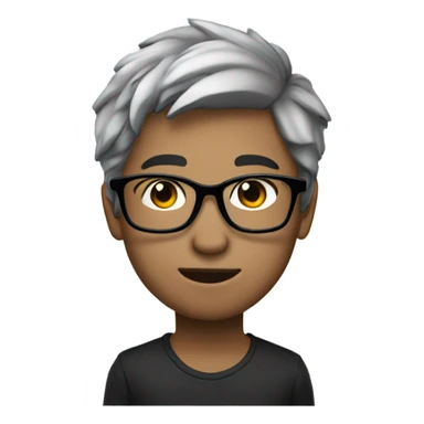 right side side Side profile boy with silver and black hair speaking wearing glasses. white white skin sticker
