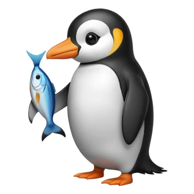 penguin holding a fish sticker