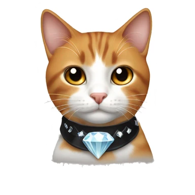 Black and ginger and white cat with diamond collar sticker