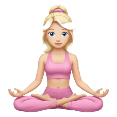 blonde yoga girl light pink clothes, blue eyes  sticker