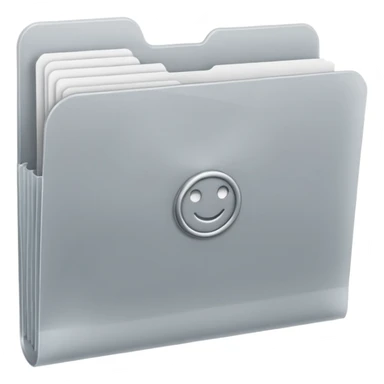 A **simple emoji-style icon** of a **frosted light-gray plastic folder** with **rounded corners**, **elastic string and button closure**, slightly translucent, clean front, subtle shading, and a **small tax/forms symbol in one corner.
 sticker