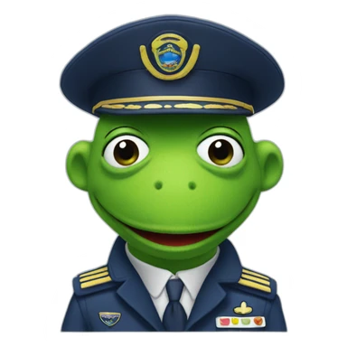 kermit as airline pilot with dark blue uniform sticker