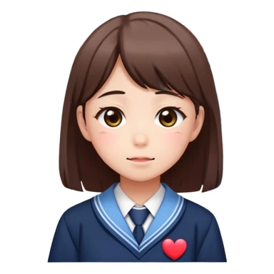 Japanese high school girl receiving love confession with blushing face behind school building sticker
