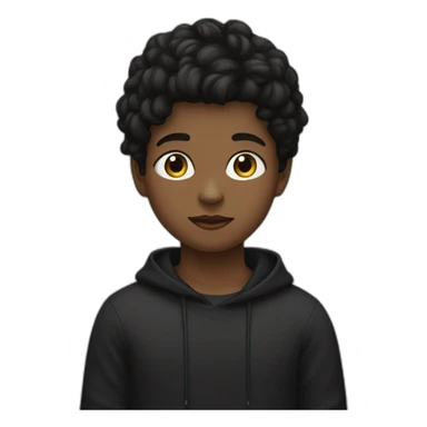 Boy with a black skirt, a black crop top, long socks and cat hears on his head sticker