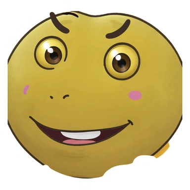 Regular yellow emoji face with exhausted wide open eyes and eyebags with crazy smile sticker