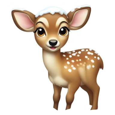 baby deer in snow sticker