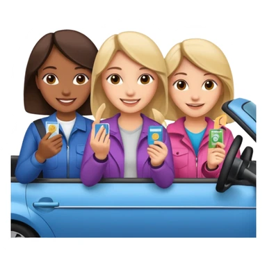 different girsl holding a driver license sticker