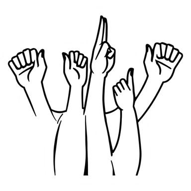 group of happy women, stylishly dressed, raising their hands sticker