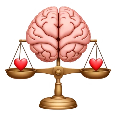 The brain and the heart are on the scale from different sides sticker