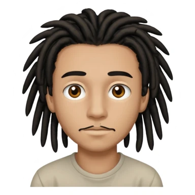 light brown teen with black dreads and brown eyes that has a small mustache stubble sticker