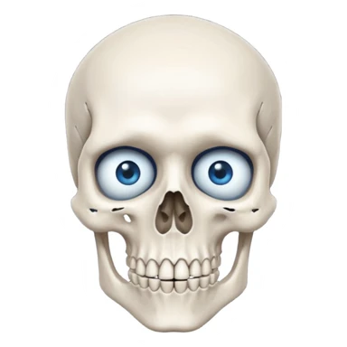 a bone head structure with lone jawline blue eyes total bones appear  sticker