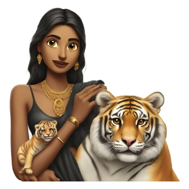 South Indian supermodel holding tiger cub  sticker