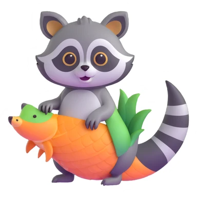cute raccoon with fins and scales sticker