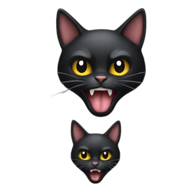 Angry black cat with tongue sticker