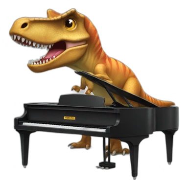 dinosaur playing piano sticker