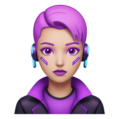 neutre gender neon cyberpunk light purple, I don't want you to use props, não utilizar óculos sticker