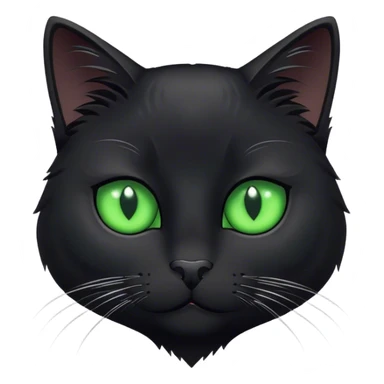 A black cat with green eyes and a white spot on its chest sticker
