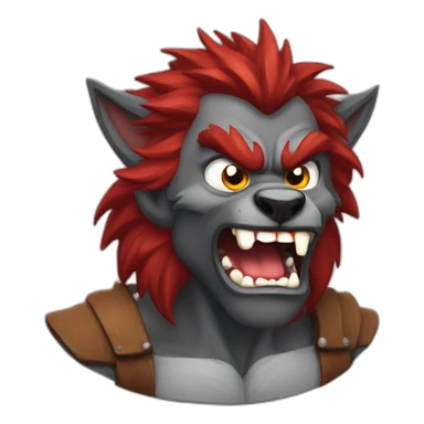 werewolf-with-big-mouth-and-red-hair-furious-fang sticker