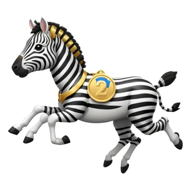 a zebra picking running a marathon with gold medal sticker