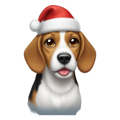 Beagle with xmas hat sticker