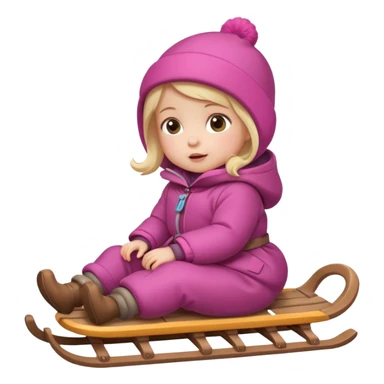baby girl on sled sticker