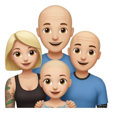 throuple blonde female brunette female with tattoed bald male sticker