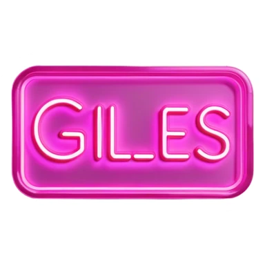 Pink neon sign with the word Giles sticker