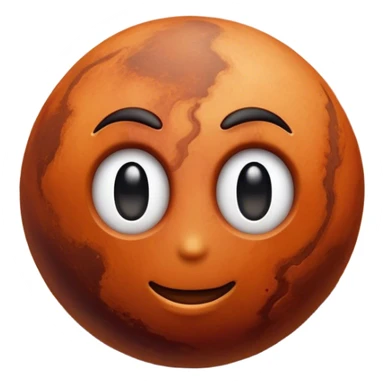Cinematic Realistic Mars Emoji, portrayed with rugged, rust-colored landscapes, deep canyons, and swirling dust storms rendered with lifelike texture and an orange-hued glow that evokes the enigmatic allure of the Red Planet. sticker