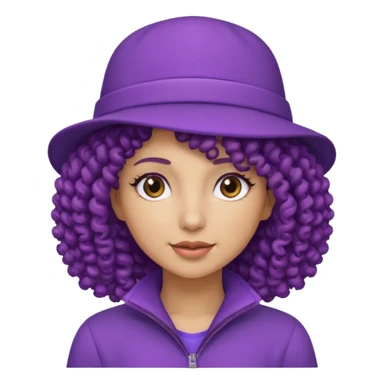 curly haired female with purple hat sticker