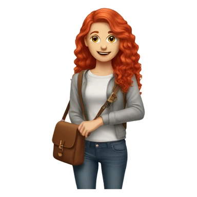 red head student wearing cross body purse sticker