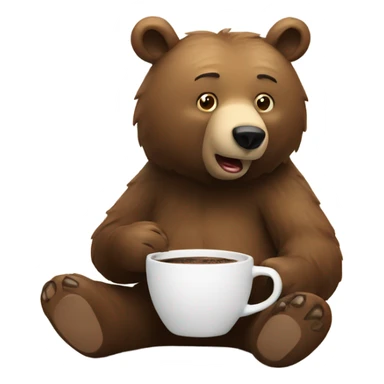 Bear drinking coffee sticker