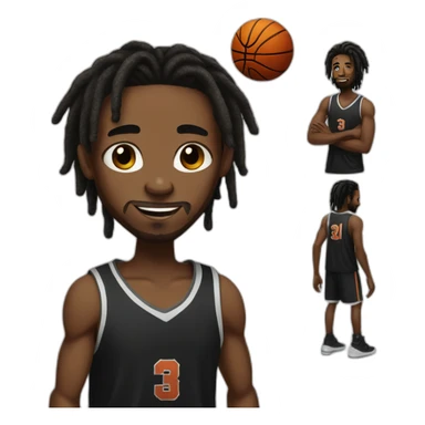 Black man with dreads and a black tank top playing basketball sticker